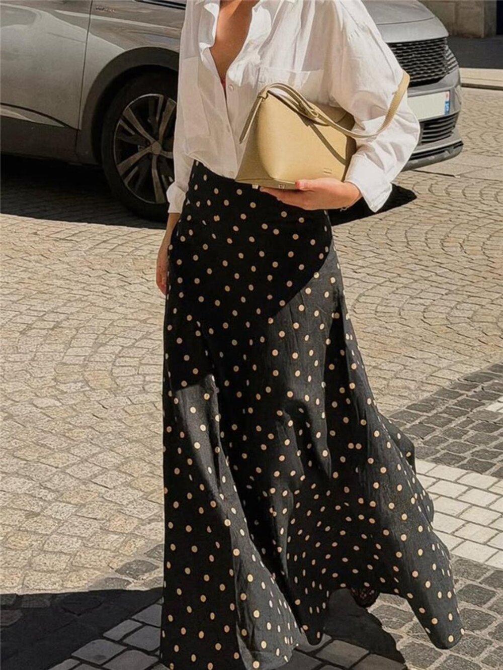 Polka Dot High-Waisted A-Line Skirt
